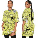 スパンコール キラキラ ニコちゃん 黄色 イエロー かわいい 半袖 ロンT Tシャツ ダンス 衣装 ヒップホップ HIPHOP レディース ガールズ ストリート 大人 派手 大きいサイズ
