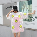スパンコール キラキラ ニコちゃん ブラック 黒 ホワイト 白 半袖 ロンT Tシャツ ダンス 衣装 ヒップホップ HIPHOP レディース ガールズ ストリート 大人 派手 大きいサイズ