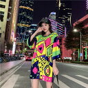 スパンコール キラキラ ハート 星柄 Tシャツ ロンT ダンス 衣装 ヒップホップ HIPHOP レディース ガールズ ストリート 大人 派手 大きいサイズ