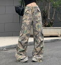♪S-L展開♪ 迷彩 パンツ ズボン ボトムス ジャージ スウェット ゴム ハイウエスト ロング ワイド 太い ストレート 大きいサイズ ビッグ ゆったり ジョ...