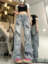 ♪S-XL展開♪ ワッペン 十字架 ジーンズ ジーパン パンツ ズボン ボトムス ブラック グレー ポケット デニム ダンス 衣装 ヒップホップ HIPHOP ...