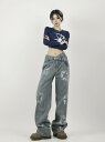 ♪S-XL展開♪星柄 ジーンズ ジーパン パンツ ズボン ボトムス ブルー ポケット デニム ダンス 衣装 ヒップホップ HIPHOP レディース メンズ ガ...