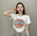 全3色 ♪3色展開♪レトロ プリント Tシャツ 半袖 五分袖 トップス カットソー 黒 ブラック ホワイト グレー 短い 短め ダンス 衣装 ヒップホップ H...