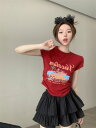 全3色 ♪3色展開♪レトロ プリント Tシャツ 半袖 五分袖 トップス カットソー レッド 赤 ホワイト 白 グレー 旧車 ダンス 衣装 ヒップホップ HIPH...