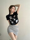 全3色 ♪3色展開♪レトロ プリント Tシャツ 半袖 五分袖 トップス カットソー レッド 赤 ホワイト 白 ブラック 黒 ダンス 衣装 ヒップホップ HIPH...