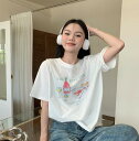 全2色 ♪2色展開♪レトロ プリント Tシャツ 半袖 五分袖 トップス カットソー ホワイト 白 グレー 食べ物 ダンス 衣装 ヒップホップ HIPHOP...