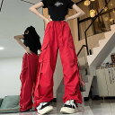 全3色 ♪S~L展開♪カーゴパンツ ジョガーパンツ ジャージ ブラック 黒 レッド 赤 カーキ パンツ ズボン ボトムス スウェット ワイド 太い 太め 大きい...