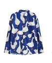 アヒル柄 長袖 シャツ ブラウス トップス カットソー Tシャツ 青 ブルー ダンス 衣装 ガールズ 大きい ビッグ 個性的 ストリート カラフル 韓国 おしゃ...
