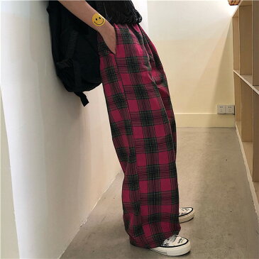 【グリーンXL/1点即納】韓国 ファッション チェック柄 サルエルパンツ カラフル 男女兼用 カジュアル 派手 カワ な 服 個性的 ダンス 衣装 かわいい 奇抜 青文字系 原宿系 ボトム