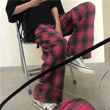 【グリーンXL/1点即納】韓国 ファッション チェック柄 サルエルパンツ カラフル 男女兼用 カジュアル 派手 カワ な 服 個性的 ダンス 衣装 かわいい 奇抜 青文字系 原宿系 ボトム