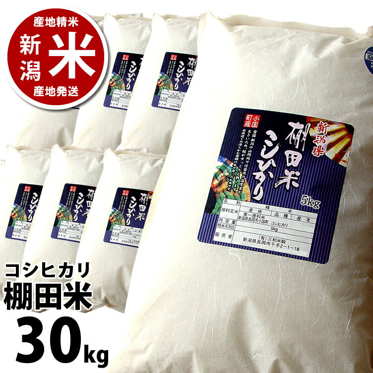 精米済 新潟米 小国町産 棚田米 コシヒカリ 30kg 30キロ（5kg×6袋） 令和5年度産 ※まとめ買いでも安心の品質保持用窒素置換パック代金を含む