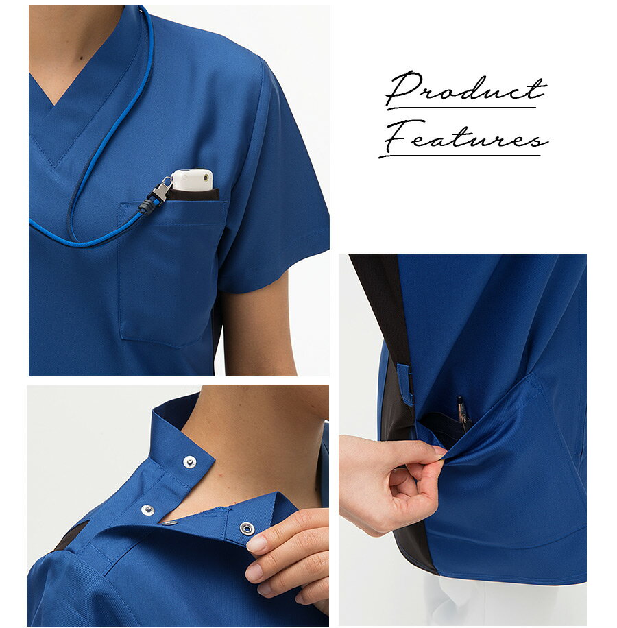 【2枚セット】男女兼用スクラブ 半袖 ナガイレーベン RT-5062 ユニセックス メンズ レディース 医療用 白衣 医者 医師 ドクター 病院 クリニック 歯科医 制菌 吸水 防汚 制電 NAGAILEBEN