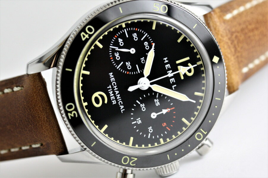 HEMEL ヘメル 70'sアビエーション 手巻きクロノグラフ腕時計 パイロットウォッチ ミリタリーウォッチ Air Defense ツーカウンタークロノグラフ