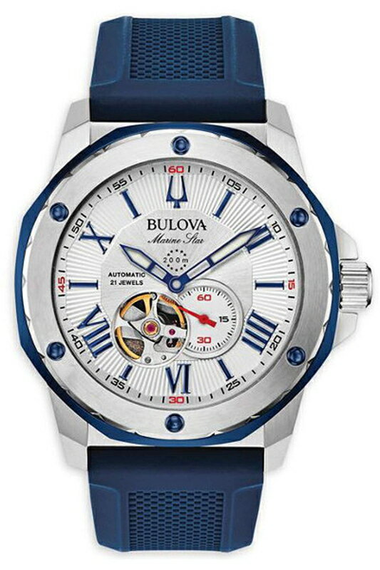 ブローバ 腕時計 メンズ BULOVA ブローバ Marine Star マリンスター 200m防水セミスケルトン自動巻き腕時計 オープンハート 正規代理店商品 98A225