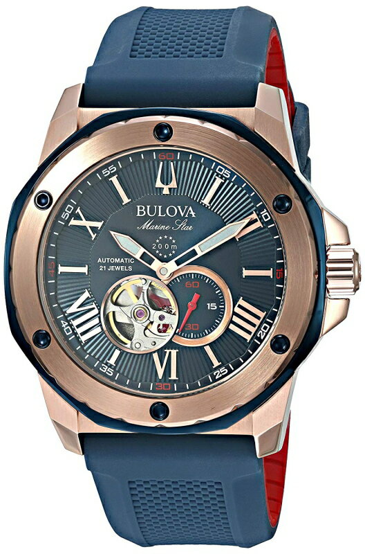 ブローバ 腕時計 メンズ BULOVA ブローバ Marine Star マリンスター 200m防水セミスケルトン 自動巻き腕時計 オープンハート 正規代理店商品 98A227 メンズウォッチ