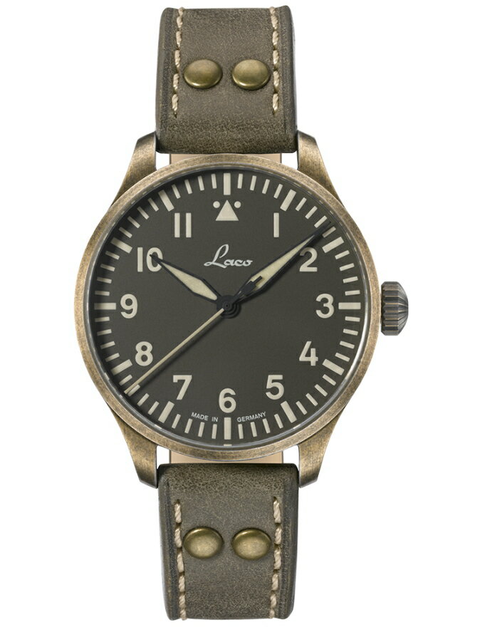 世界限定250本 Laco ラコ ドイツ空軍採用 復刻モデル 自動巻き腕時計 Augsburg39Olive アウクスブルグ39オリーブ ミリタリーウォッチ 腕時計 正規代理店商品 ヴィンテージ仕上げ ブロンズ風仕上げ メンズウォッチ 862135