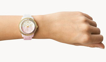 FOSSILフォッシルSTELLAマルチファンクションピンク&ホワイトセラミックウォッチレディースウォッチ女性用腕時計スートンカラー