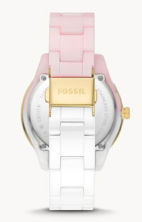 FOSSILフォッシルSTELLAマルチファンクションピンク&ホワイトセラミックウォッチレディースウォッチ女性用腕時計スートンカラー
