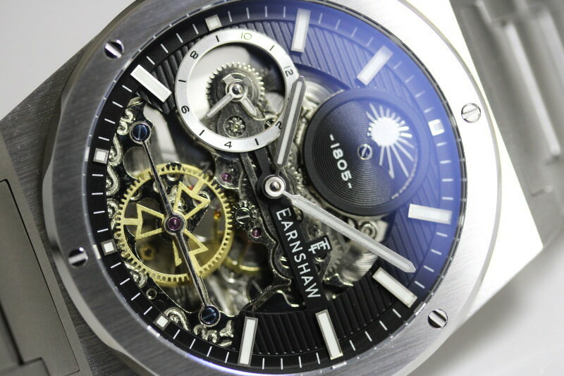 EARNSHAW アーンショウ スケルトン自動巻腕時計 デュアルタイム メンズウォッチ デイ＆ナイト ラグスポ ラグジュアリースポーツ