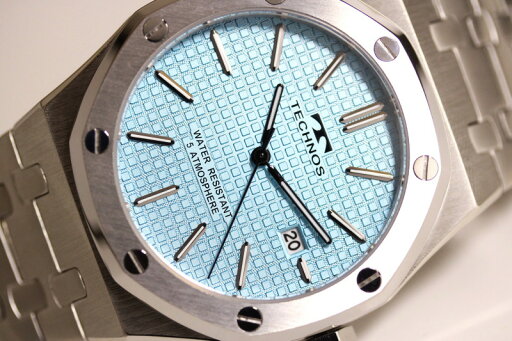 TECHNOS テクノス 5気圧防水 ロイヤルオーク クォーツ腕時計 メンズウォッチ 男性用腕時計 T9C07SI アイスブルー