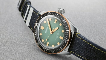 スイス製ORIS【オリス】×桃太郎ジーンズのコラボ/ダイバーズ65自動巻き腕時計/ヴィンテージ・ダイバーズ・デザイン/正規流通商品/日本のデニムブランド