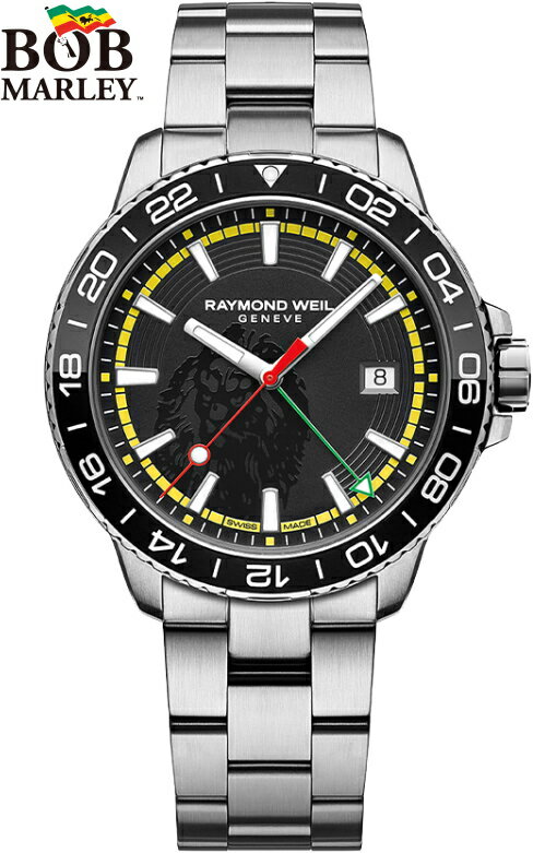 世界限定1500本 BOB MARLEY ボブ・マーリー とスイス製 RAYMOND WEIL レイモンド・ウェイル コラボ TANGOクォーツGMT 腕時計 300m防水 198,000円 送料無料 レイモンドウィル GMT BOB MARLEY