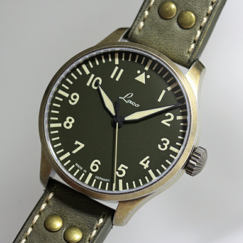世界限定250本 Laco ラコ ドイツ空軍採用 復刻モデル 自動巻き腕時計 Augsburg42Olive アウクスブルグ42オリーブ ミリタリーウォッチ 腕時計 正規代理店商品 ヴィンテージ仕上げ ブロンズ風仕上げ メンズウォッチ 862127