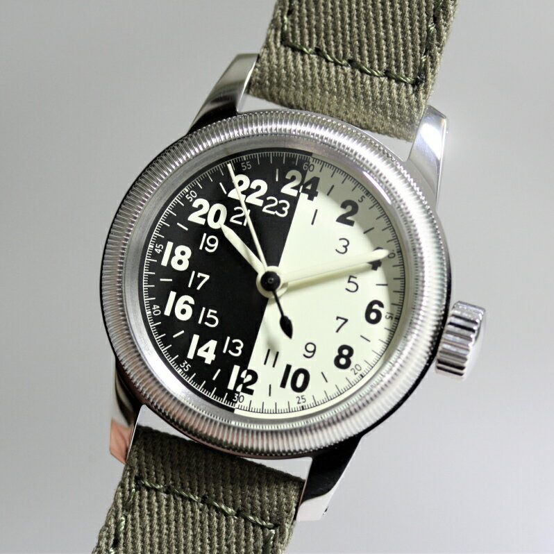 エルジン 腕時計（メンズ） アメリカ陸軍航空隊を復刻！M.R.M.W.ミリタリーウォッチ TYPE A-17A 24時間表示のクォーツ腕時計 エルジン モントルロロイ