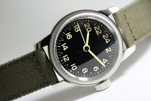 アメリカ陸軍航空隊モデルを復刻！M.R.M.W.ミリタリーウォッチ/TYPEA-11/24時間表示のクォーツ腕時計/エルジン