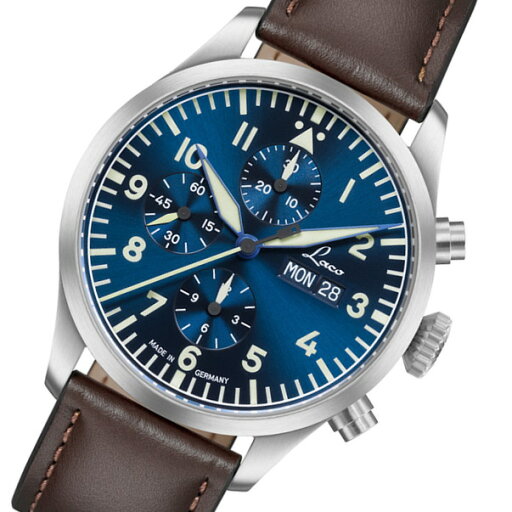 ドイツ空軍採用のLaco ラコ 自動巻きクロノグラフ腕時計 Kiel.2 Blau キール2 ブラウ ミリタリーウォッチ 正規代理店商品 862186 ドイツ空軍採用のLaco ラコ 自動巻きクロノグラフ腕時計 Kiel.2 Blau キール2 ブラウ ミリタリーウォッチ 正規代理店商品 862186