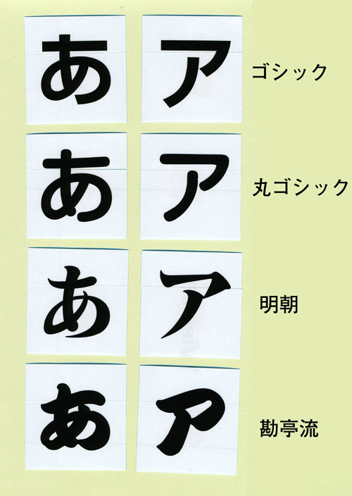 カッティング ひらがなステッカー（書体が選べます！）5 必要な文字だけ購入できて便利！一文字のお値段です シール 表札 名前 チーム名 店名 推しグラス