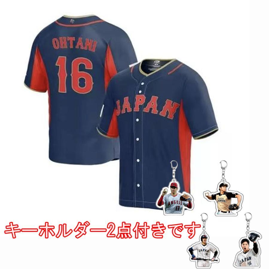 2024 WBC レプリカユニフォーム 野球着 日本代表 大谷翔平 侍ジャパン 背番号16 刺繍 応援服 野球ウェア ネイビーブルー 通気 吸汗 グッズ 限定Tシャツ メンズサイズ侍ジャパン 野球 野球 半袖 応援