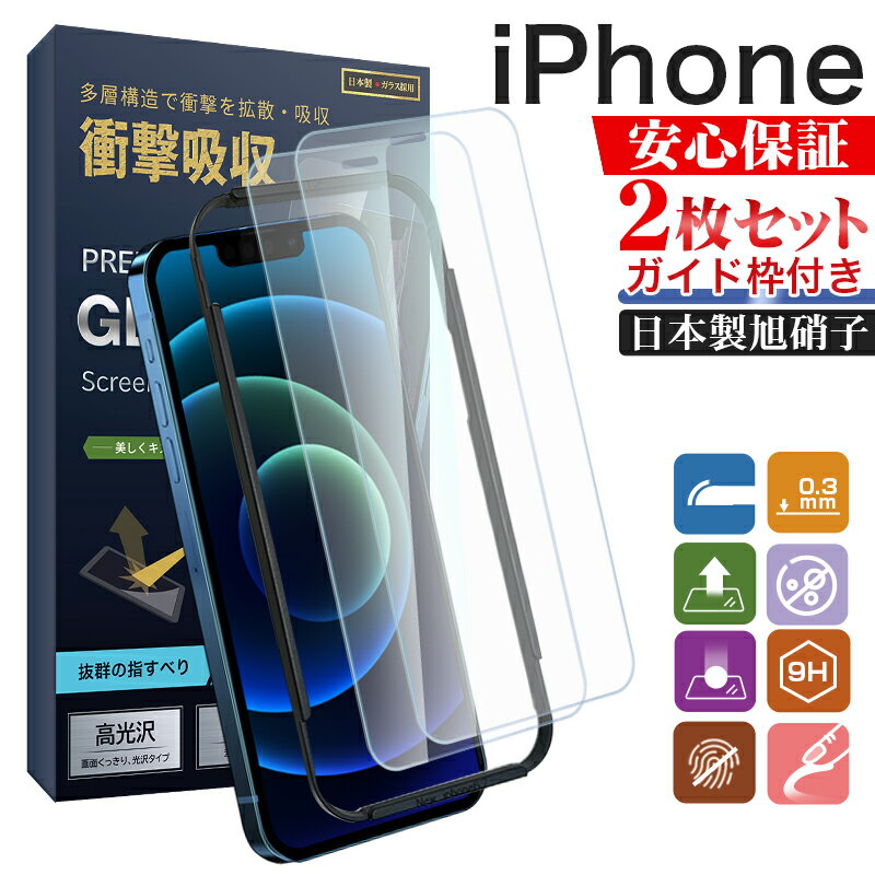 2枚セット iPhone ガラスフィルム iPhone 16 15 14 Pro 14Pro Max 14Plus 14 液晶保護 フィルム iPhone 13 Pro MAX 13 Pro 13 mini iPhone 12 Pro MAX 12 mini 12 iPhone SE 第3世代 第2世代 ガイド枠付き 高透明 日本旭硝子 保護フィルム 強化ガラスフィルム ka-10123のサムネイル