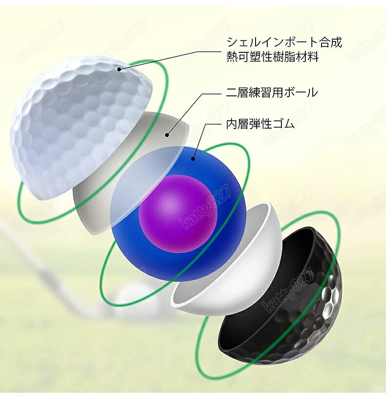 【送料無料】ゴルフ練習用ボール 3個セット ゴルフボール 黒白 パター練習用ボール...
