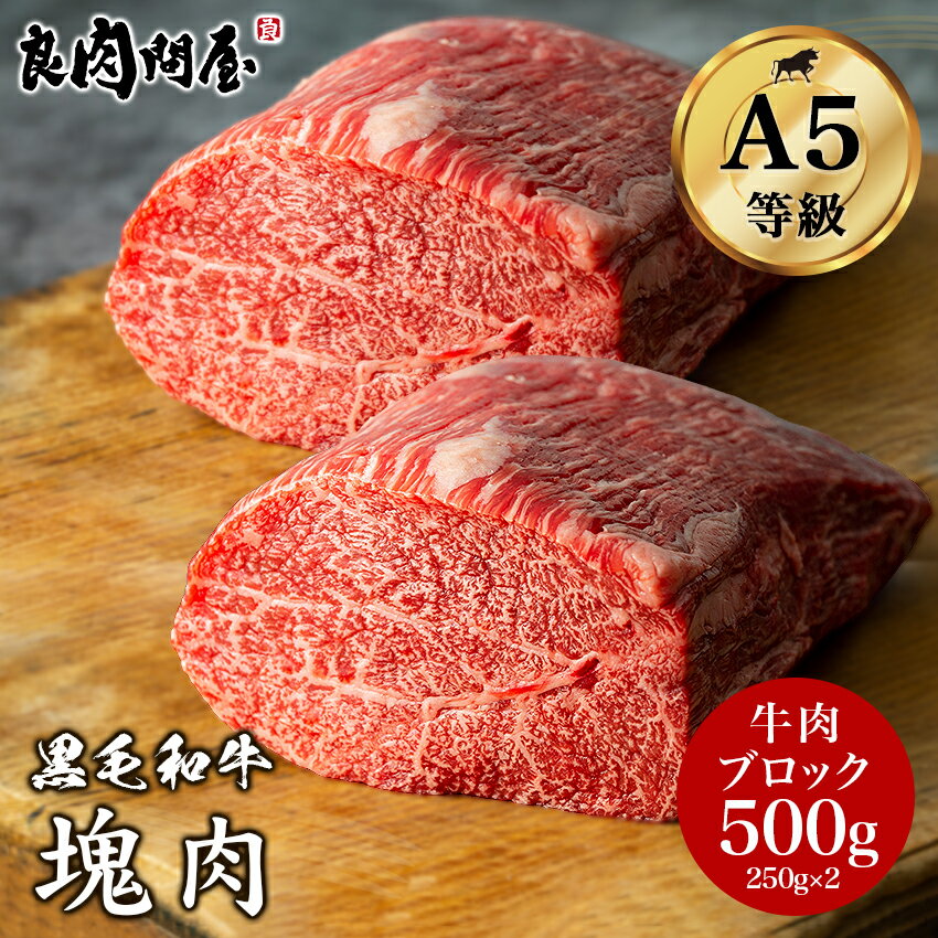 黒毛和牛 A5等級 塊肉 ブロック肉 500g 250g×2 牛肉 塊 赤身ブロック ウデトンビ ローストビーフ サイコロステーキ お取り寄せグルメ 訳あり お肉のサムネイル