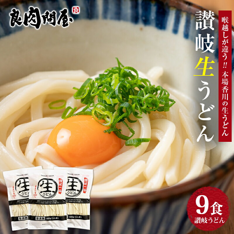 【50%OFFクーポン】送料無料 讃岐生うどん9食セット (麺300g×3袋 ) うどん 讃岐うどん 香川県 産地直送 お試し 人気 お取り寄せ ポイント消化