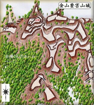 [完成品] 　金山要害山城（松江市宍道町大字白石町字要害山）日本の城　お城のジオラマ模型　プラモデル　城郭模型