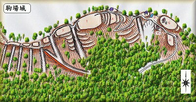 [完成品] 駒場城・阿智城（阿智村智里城山阿智公園）日本の城　お城のジオラマ模型　プラモデル　城郭模型