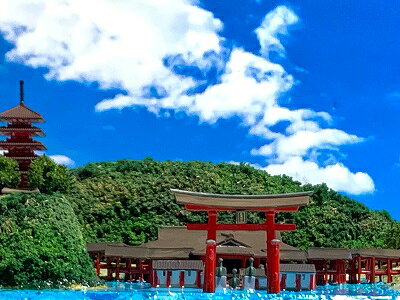 [完成品］厳島神社 ケース付き　ミニ24サイズ　神社　ジオラマ　模型　プラモデル　模型　 建物