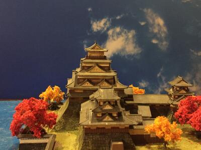 [完成品］広島城（広島市基町）天守1/350　ライトアップ　B4サイズ　毛利輝元　 日本の城　お城　ジオラマ　模型　プラモデル　城郭模型