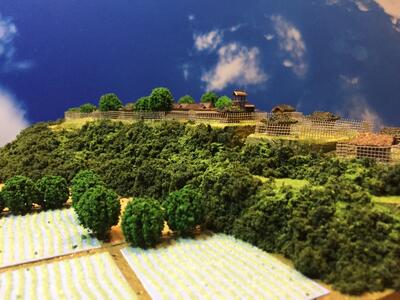 [完成品］篠原城・金子城（横浜市港北区篠原町）　ケース付き　　新横浜にあった　日本の城　お城　ジオラマ　模型　プラモデル　城郭模型