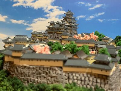 [完成品] 姫路城　A4サイズ　(兵庫県姫路市本町）世界遺産　国宝　現存天守　日本100名城　日本の城　お城 ジオラマ 模型　プラモデル　城郭模型のサムネイル