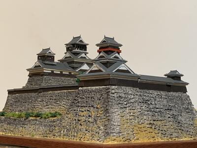 [完成品]熊本城天守1/350（熊本市本丸町）　ライトアップ　B4サイズ　加藤清正　日...