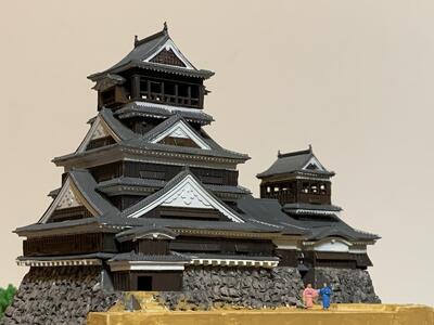 [完成品]熊本城天守1/350（熊本市本丸町）　ライトアップ　B4サイズ　加藤清正　日...
