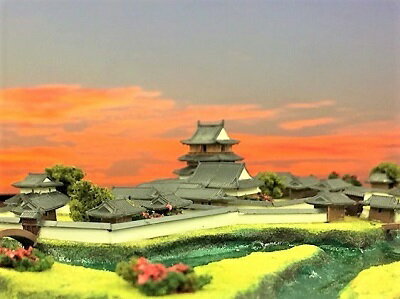 [完成品]　敦賀城　大谷吉継　ケース付き　ミニサイズ　日本の城　お城　ジオラマ　模型　プラモデル　城郭模型