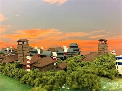 [完成品]　備中高松城（岡山県岡山市高松）　ケース付き　ミニサイズ　豊臣秀吉　水攻めの城　続日本100名城　日本の城　お城　ジオラマ　模型　プラモデル　城郭模型