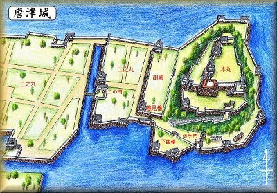 [完成品] 　唐津城（唐津市東城内）続日本100名城　日本の城　お城のジオラマ模型　プラモデル　城郭模型