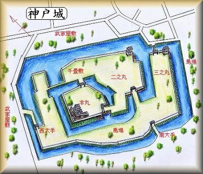 [完成品] 　神戸城　(鈴鹿市神戸本多町）　日本の城　お城のジオラマ模型　プラモデル　城郭模型