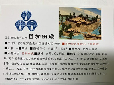 日本の城　近江　目加田城　お城　家紋　戦国武将　滋賀の城　ハガキ版　コレクション