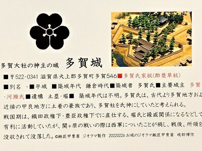 近江　多賀城　家紋　戦国武将　滋賀の城　ハガキ版　日本の城　